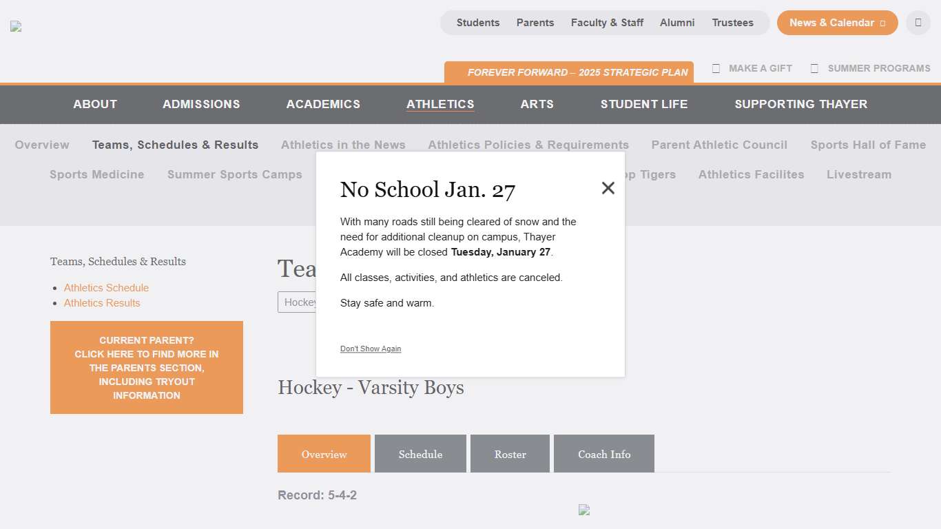 Team Details - Thayer Academy
